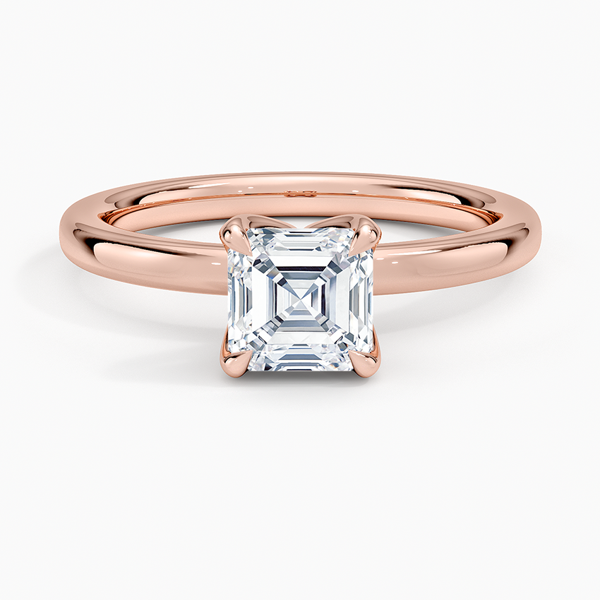 1.00 Karat D-VS Asscher Kesim Tektaş Laboratuvar Pırlanta Yüzük