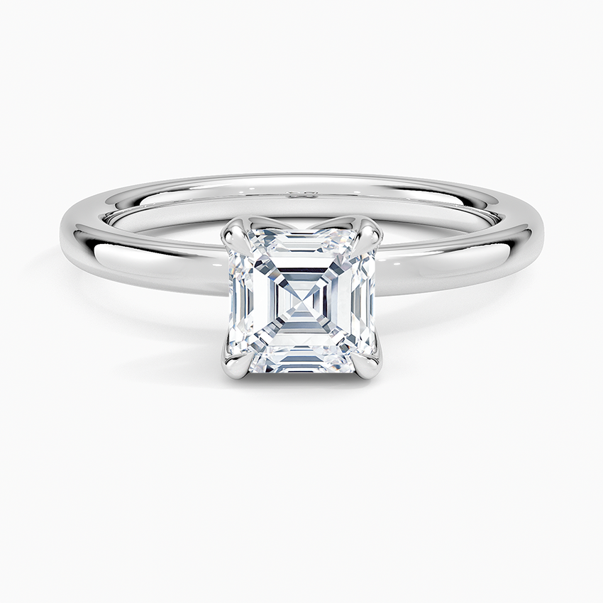 1.00 Karat D-VS Asscher Kesim Tektaş Laboratuvar Pırlanta Yüzük