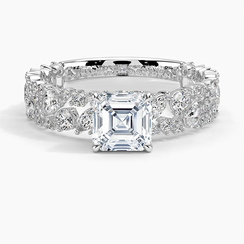 2.00 Karat Asscher Kesim Özel Tasarım Hidden Halo Tektaş Laboratuvar Pırlanta Yüzük - Cannes