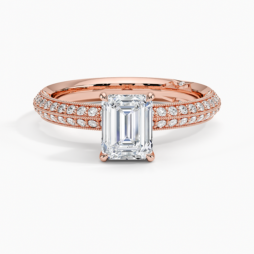 1.50 Karat Emerald Kesim Hidden Halo Tasarım Tektaş Laboratuvar Pırlanta Yüzük - Geneva