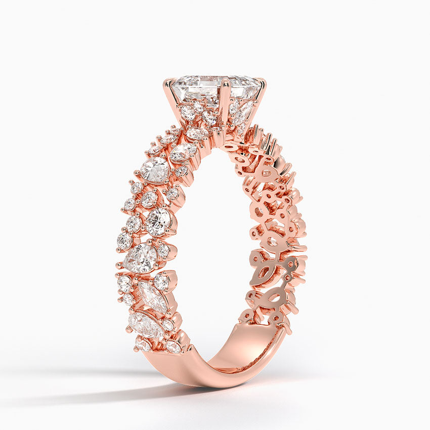 2.00 Karat Asscher Kesim Özel Tasarım Hidden Halo Tektaş Laboratuvar Pırlanta Yüzük - Cannes