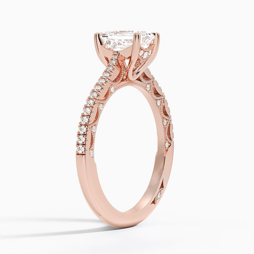 1.50 Karat Emerald Kesim Halo Tasarım Tektaş Laboratuvar Pırlanta Yüzük - Dijon