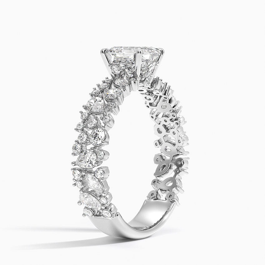 2.00 Karat Asscher Kesim Özel Tasarım Hidden Halo Tektaş Laboratuvar Pırlanta Yüzük - Cannes