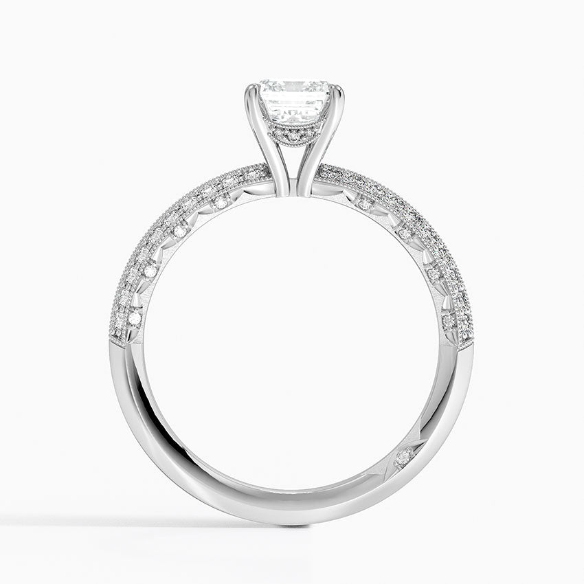 1.50 Karat Emerald Kesim Hidden Halo Tasarım Tektaş Laboratuvar Pırlanta Yüzük - Geneva