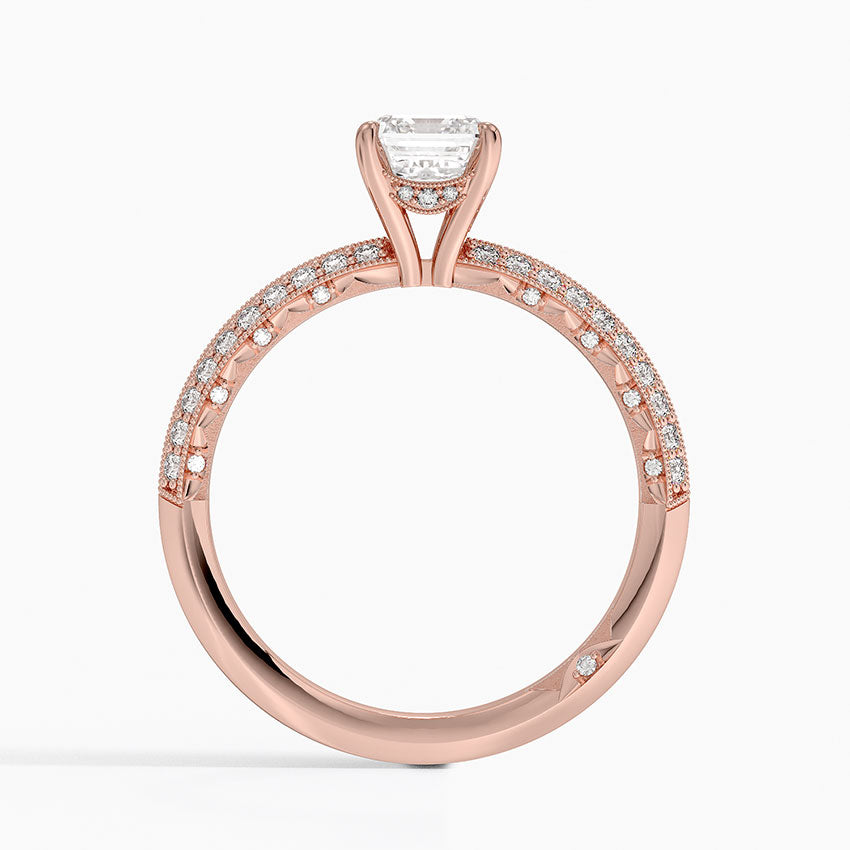 1.50 Karat Emerald Kesim Hidden Halo Tasarım Tektaş Laboratuvar Pırlanta Yüzük - Geneva