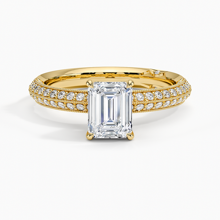 1.50 Karat Emerald Kesim Hidden Halo Tasarım Tektaş Laboratuvar Pırlanta Yüzük - Geneva