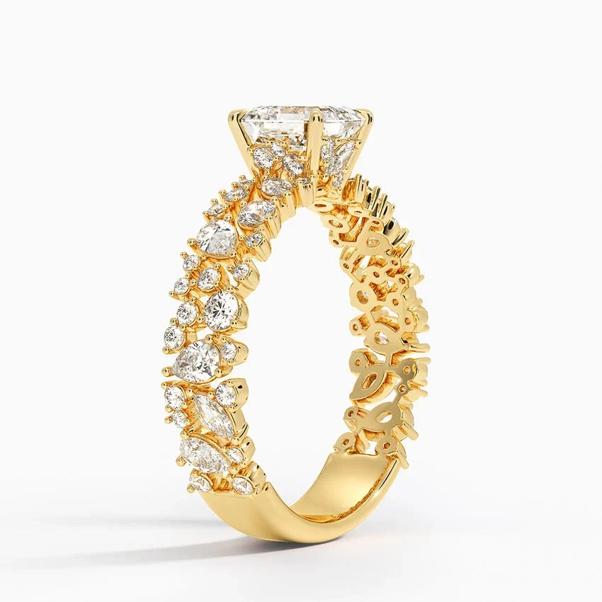 2.00 Karat Asscher Kesim Özel Tasarım Hidden Halo Tektaş Laboratuvar Pırlanta Yüzük - Cannes