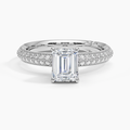 1.50 Karat Emerald Kesim Hidden Halo Tasarım Tektaş Laboratuvar Pırlanta Yüzük - Geneva