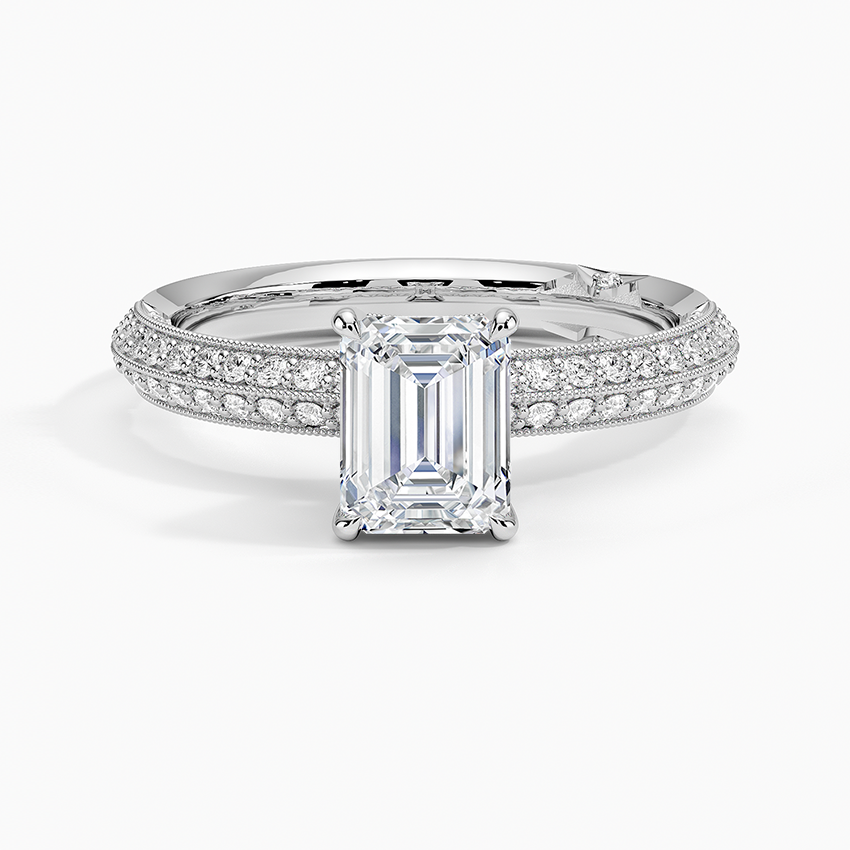 1.50 Karat Emerald Kesim Hidden Halo Tasarım Tektaş Laboratuvar Pırlanta Yüzük - Geneva