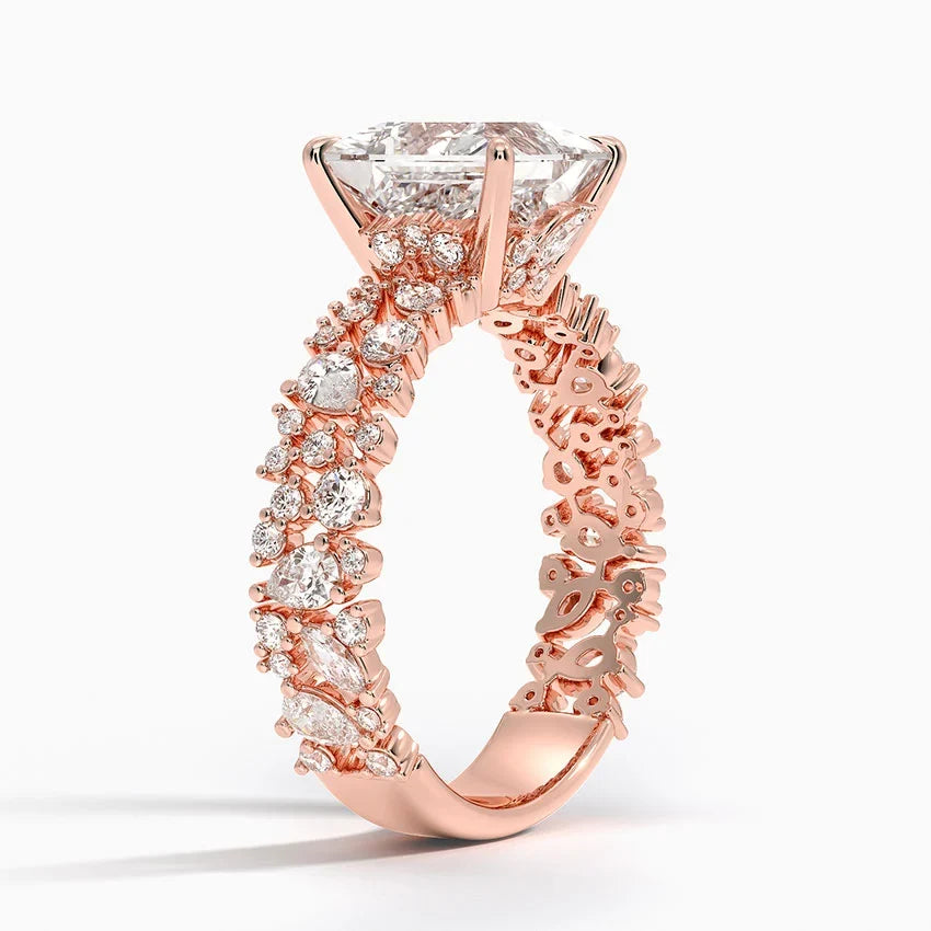 3.00  Karat Prenses Kesim Özel Tasarım Hidden Halo Tektaş Laboratuvar Pırlanta Yüzük - Cannes
