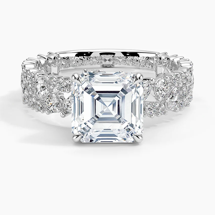 3.00 Karat Asscher Kesim Özel Tasarım Hidden Halo Tektaş Laboratuvar Pırlanta Yüzük  - Cannes